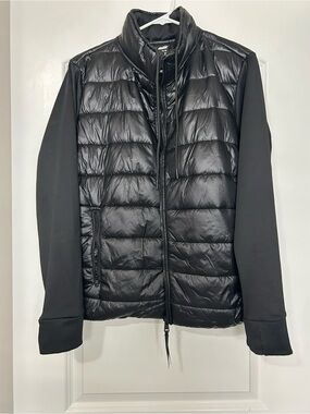 Avia Black Quilted Puffer Jacket with Softshell Sleeves